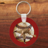 Goedkope geschenken met vintage look voor honkbalt sleutelhanger (Achterkant)