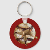 Goedkope geschenken met vintage look voor honkbalt sleutelhanger (Achterkant)