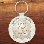 Goedkope geweldige Custom, 75th Birthday Party Fav Sleutelhanger (Voorkant)