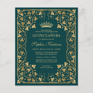 Goedkope Glam Emerald Groen Goud Tiara Quinceanera Flyer