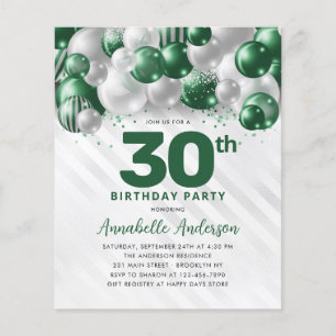 Goedkope Glam Green Zilveren Ballon Glitter Verjaa Flyer