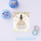 Goedkope Gouden Glitter Bloemen Prinses Quinceañer Flyer (Enkel)