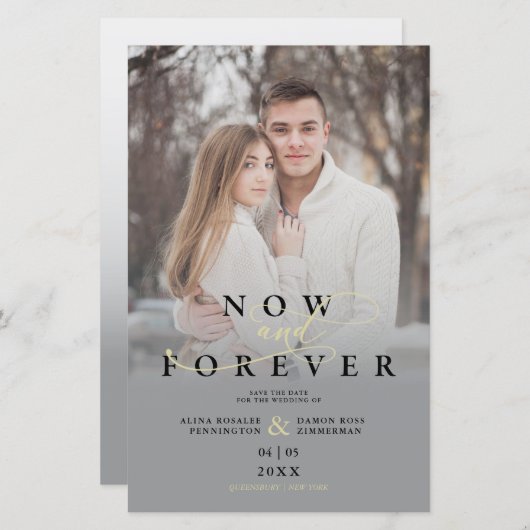 Goedkope grijze gradiënt Elegant Fotoscript bruilo (Voorkant / Achterkant)