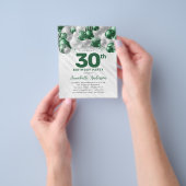 Goedkope Groene Zilveren Ballon Glitter 30e Verjaa Flyer (Hand)