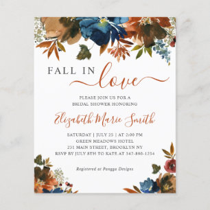 Goedkope Herfst in Love Floral Navy Blue Vrijgezel Flyer