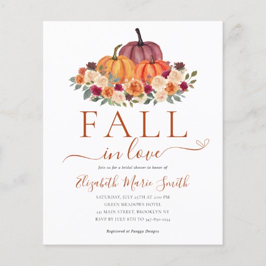 Goedkope Herfst in Love Floral Pumpkin Vrijgezelle Flyer (Voorkant)