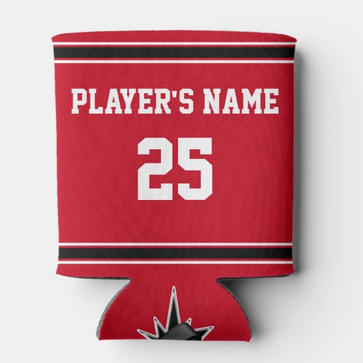 Goedkope Hockey Gifts, Uw KLEUREN en 4 TEKSTDOZEN Blikjeskoeler (Achterkant)