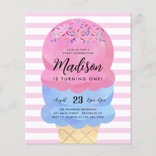 Goedkope Ice Cream Cone Blush Roze Blauw Kids Verj Flyer (Voorkant)