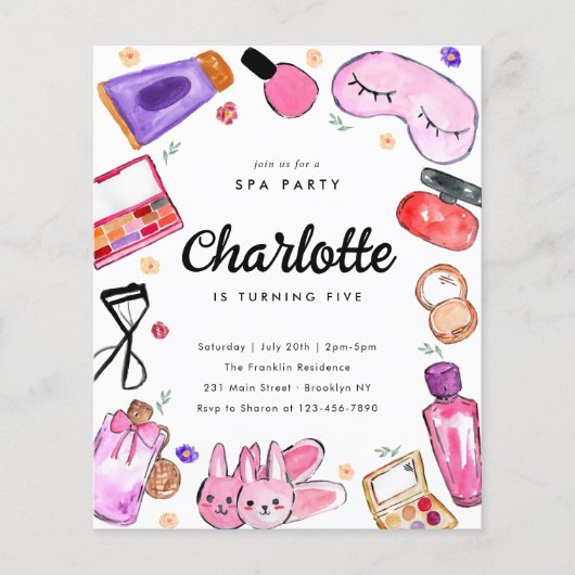 Goedkope make-up meisjes pyjama slumber spa verjaa flyer (Voorkant)