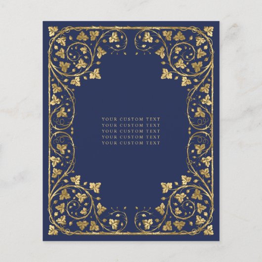 Goedkope Marine Blauw Bloemen Goud Tiara Quinceane Flyer (Achterkant)