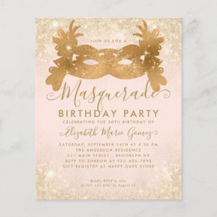 Goedkope Masquerade Blush Pink Gold Glitter Verjaa Flyer