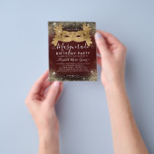 Goedkope Masquerade Bourgogne Gouden Glitter Verja Flyer (Hand)