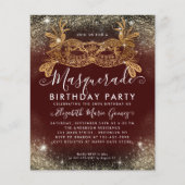 Goedkope Masquerade Bourgogne Gouden Glitter Verja Flyer (Voorkant)