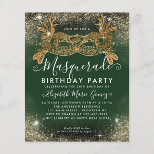 Goedkope Masquerade Groen Goud Glam Glitter Verjaa Flyer