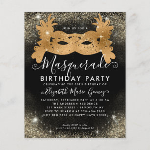 Goedkope Masquerade Zwart Goud Glam Glitter Verjaa Flyer