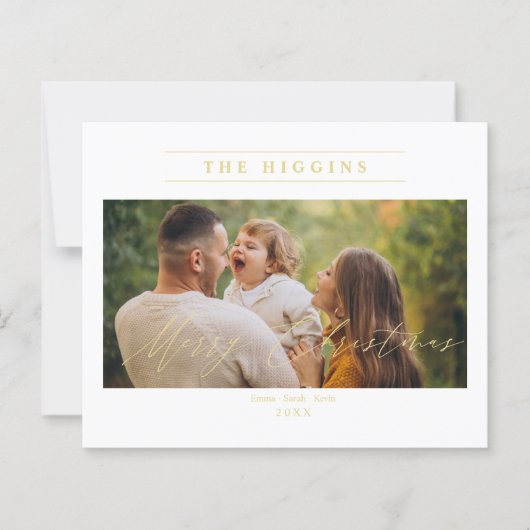 Goedkope minialistische gouden kerstfoto. (Voorkant)