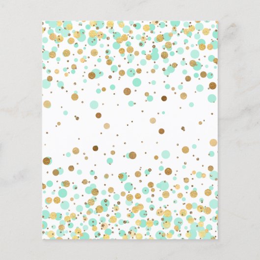 Goedkope Mint Groen Goud Confetti Meisje 1e Verjaa Flyer (Achterkant)