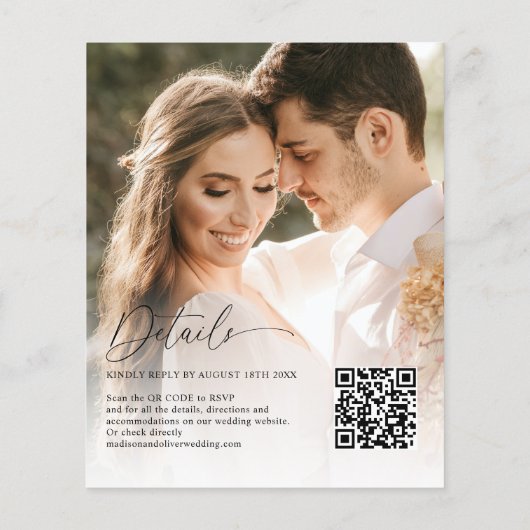 Goedkope Moderne Elegante QR Code 2 Foto Bruiloft Flyer (Achterkant)