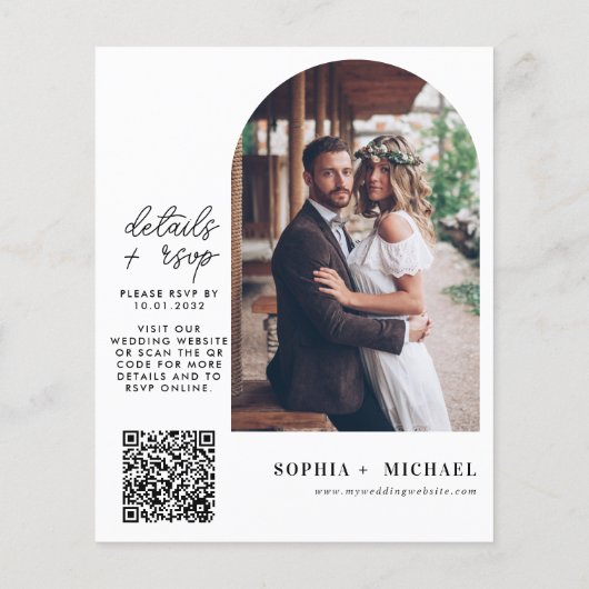 Goedkope Moderne Minimalistische RSVP QR Foto Brui Flyer (Achterkant)