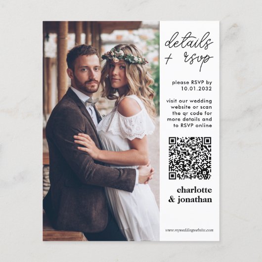 Goedkope Moderne Typografie QR Code Foto Bruiloft Flyer (Achterkant)