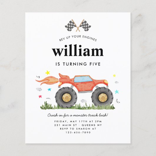 Goedkope Monster Truck Bash Race Flags Kids Verjaa Flyer (Voorkant)
