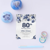 Goedkope Navy Blue Silver Glitter Balloon Verjaard Flyer (Enkel)