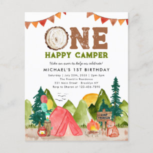 Goedkope One Happy Camper Woodland Beer 1e Verjaar Flyer
