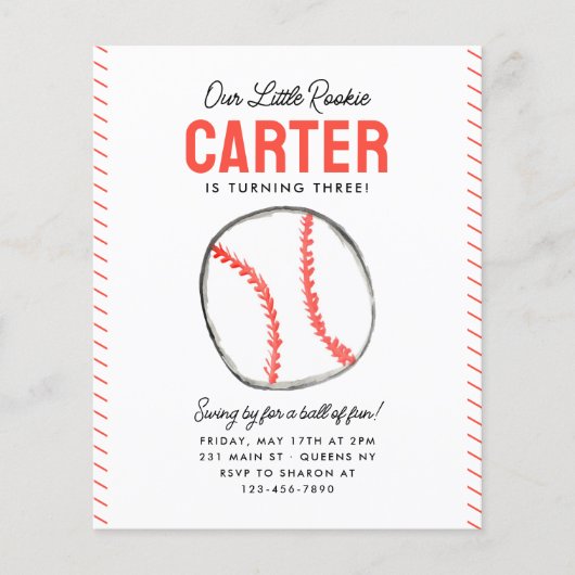 Goedkope onze kleine Rookie Ball Baseball Verjaard Flyer (Voorkant)