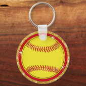 Goedkope, op maat gemaakte Softball-Sleutelhangers Sleutelhanger (Achterkant)