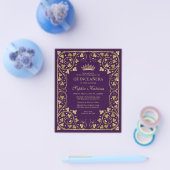 Goedkope Paarse Violet Floral Gold Tiara Quinceane Flyer (Enkel)