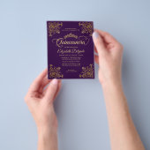 Goedkope  Paarse Violet Goud Lijst Quinceanera Flyer (Hand)