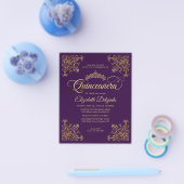 Goedkope  Paarse Violet Goud Lijst Quinceanera Flyer (Enkel)