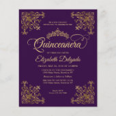 Goedkope  Paarse Violet Goud Lijst Quinceanera Flyer (Voorkant)