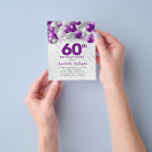 Goedkope Paarse Zilveren Ballon Glitter 60e Verjaa Flyer (Hand)