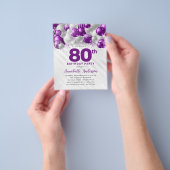 Goedkope Paarse Zilveren Ballon Glitter 80ste Verj Flyer (Hand)