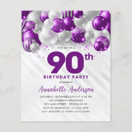 Goedkope Paarse zilveren ballon glitter 90ste verj Flyer