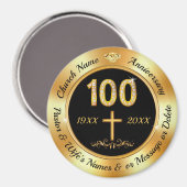 Goedkope Prachtige, 100 jaar Kerk Jubileum, Favor Magneet (Voorkant / Achterkant)