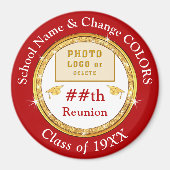 Goedkope reünie-cadeaus, rood, wit, goud magneet (Voorkant)