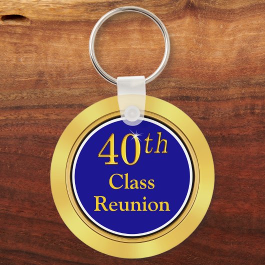 Goedkope reünie-cadeaus van 40e klasse, blauw en g sleutelhanger (Achterkant)