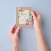 GOEDKOPE Rode Bloemen BABY SHOWER Uitnodiging Flyer (Hand)