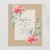 GOEDKOPE Rode Bloemen BABY SHOWER Uitnodiging Flyer (Voorkant)