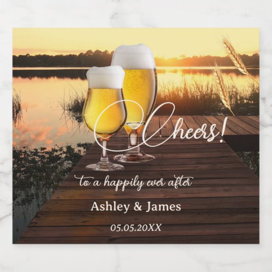 Goedkope Romantische Zonnetijd, gelukkig ooit na b Bier Etiket (Enkel label)