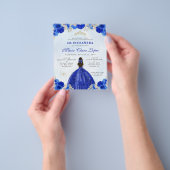 Goedkope Royal Blue Gold Floral Prinses Quinceañer Flyer (Hand)