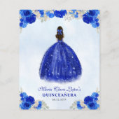 Goedkope Royal Blue Gold Floral Prinses Quinceañer Flyer (Achterkant)