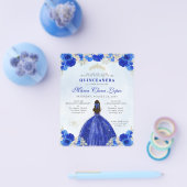Goedkope Royal Blue Gold Floral Prinses Quinceañer Flyer (Enkel)