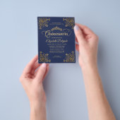 Goedkope  Royal Blue Gold Lijst Quinceanera Flyer (Hand)
