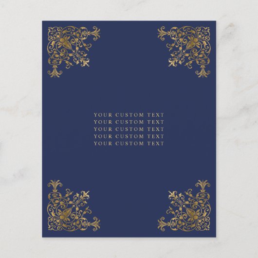 Goedkope  Royal Blue Gold Lijst Quinceanera Flyer (Achterkant)
