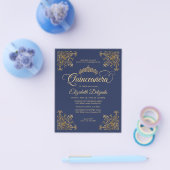 Goedkope  Royal Blue Gold Lijst Quinceanera Flyer (Enkel)