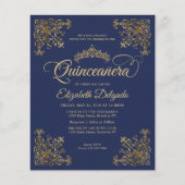 Goedkope  Royal Blue Gold Lijst Quinceanera Flyer (Voorkant)