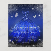 Goedkope Royal Blue Silver Gown Quinceanera Uitnod Flyer (Voorkant)